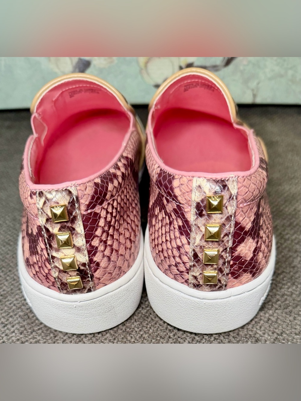 MICHAEL Michael Kors Keaton Slip-On Python & Pink Sneakers size 9 women’s NWOT - Picture 6 of 9